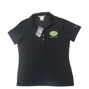 Nike Golf Dri-Fit Black Polo Shirt Logo Mini Mobile Company